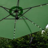 Green 3m LED Cantilever Parasol With Fan Base - Used - Very Good