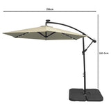 Cream 3m LED Cantilever Parasol With Plain Base - Used - Very Good