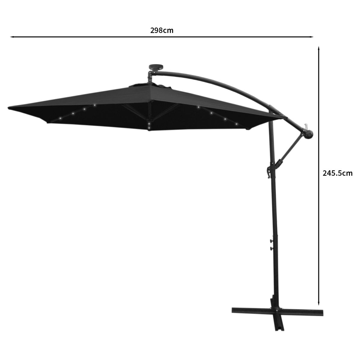 Black 3m LED Cantilever Parasol - Like New