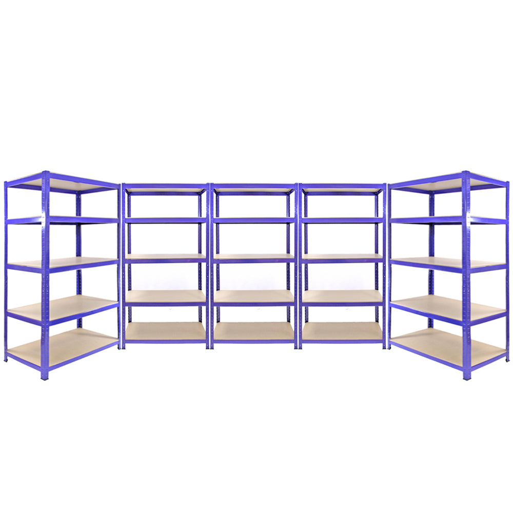 3 x Q-Rax Racking Blue 90 x 50 x 180cm + 2 x Racking Blue 120 x 50 x 180cm - Used - Acceptable