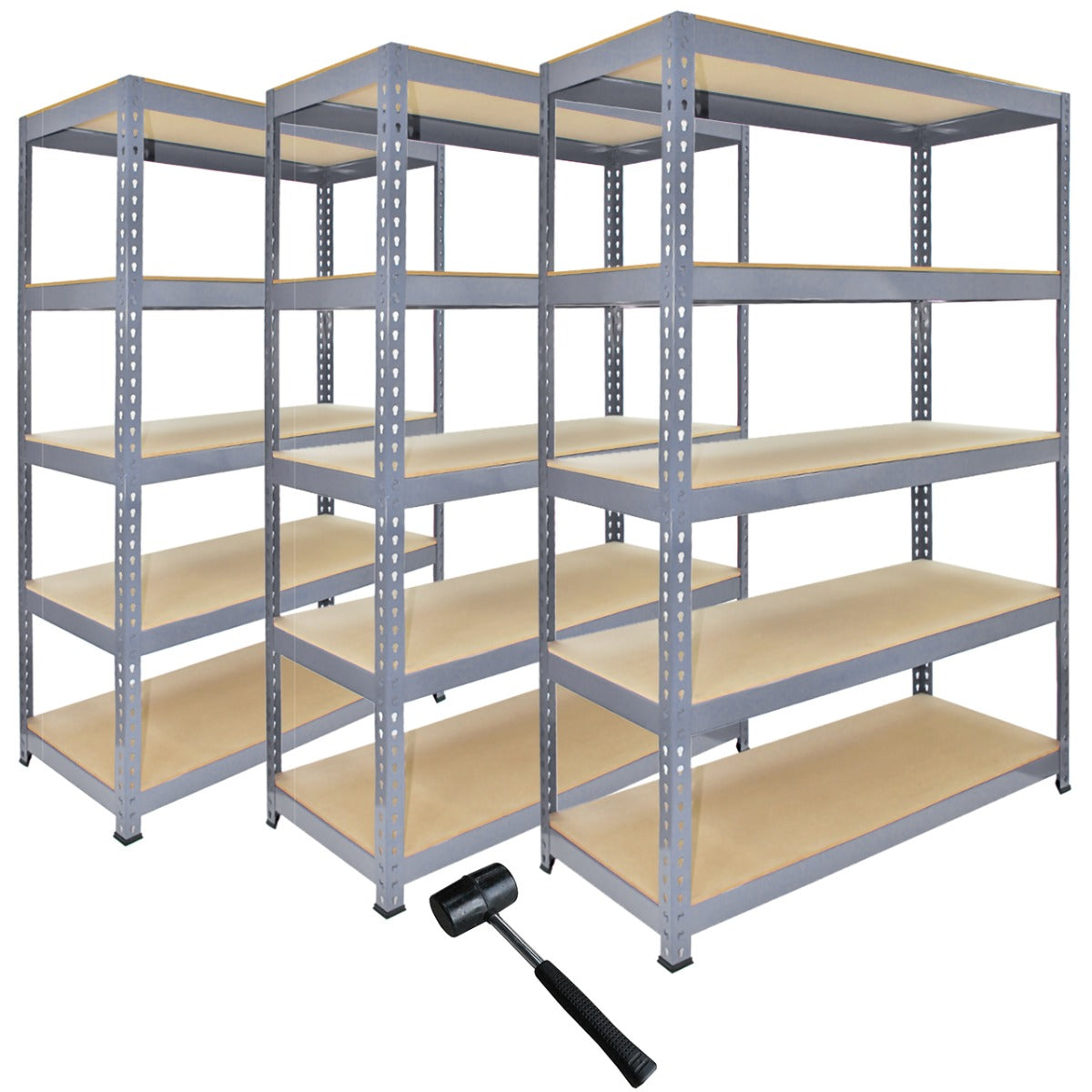 3 x Q-Rax Grey Metal Racking Units 120 x 50 x 180cm - Like New