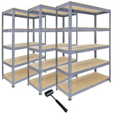 3 x Q-Rax Grey Metal Racking Units 120 x 50 x 180cm - Like New