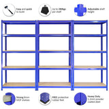 3 x Monster Racking T-Rax Metal Storage Shelves, Blue, 90cm W, 45cm D - Like New