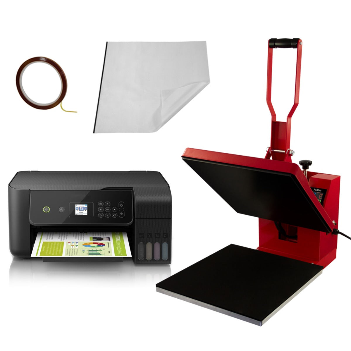 PixMax T-Shirt Sublimation Heat Press Machine, 38cm x 38cm Clam, Red - Used - Acceptable