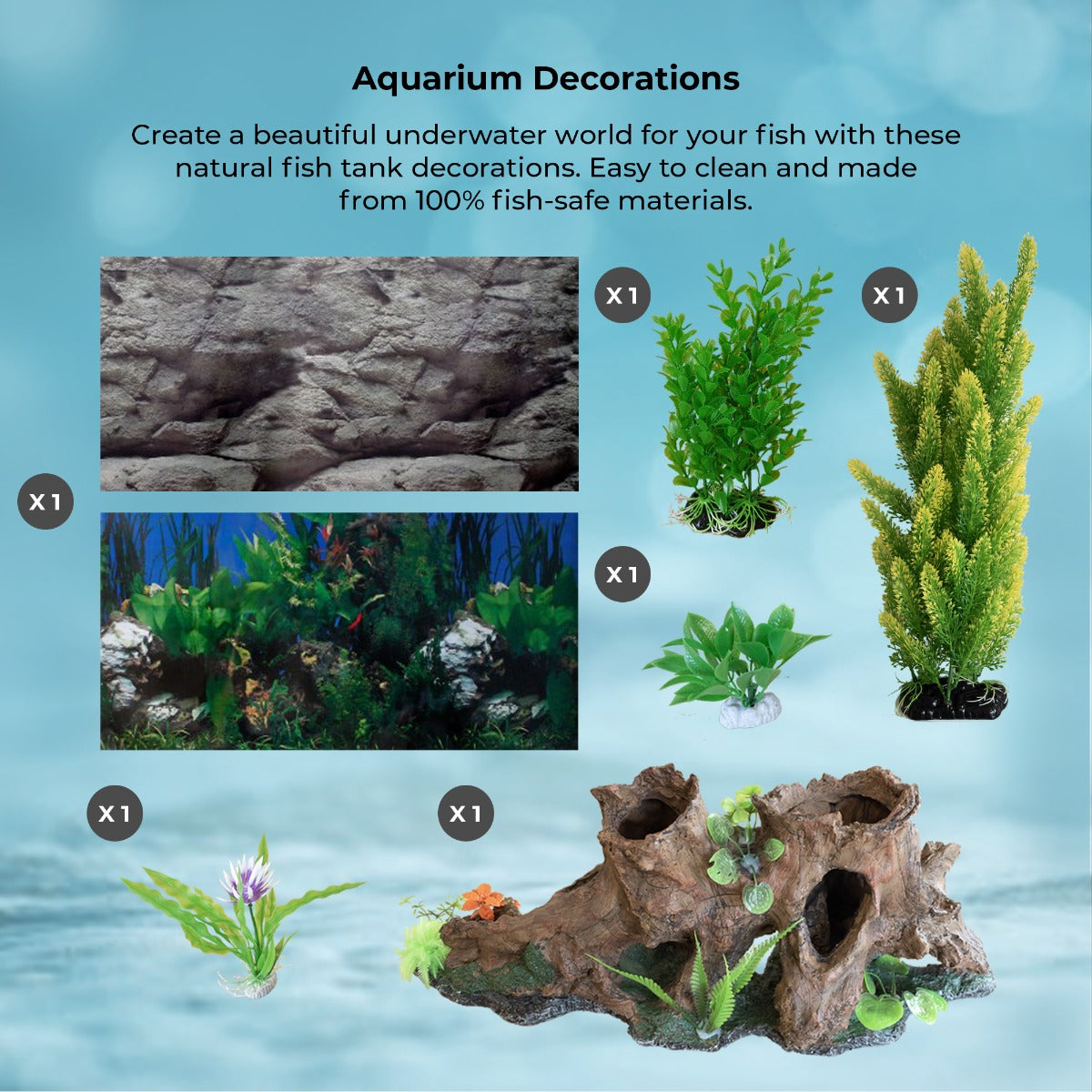 Aquarium Fish Tank &amp; Cabinet with Complete Starter Kit - White Tank &amp; Blue Gravel - Used - Very Good