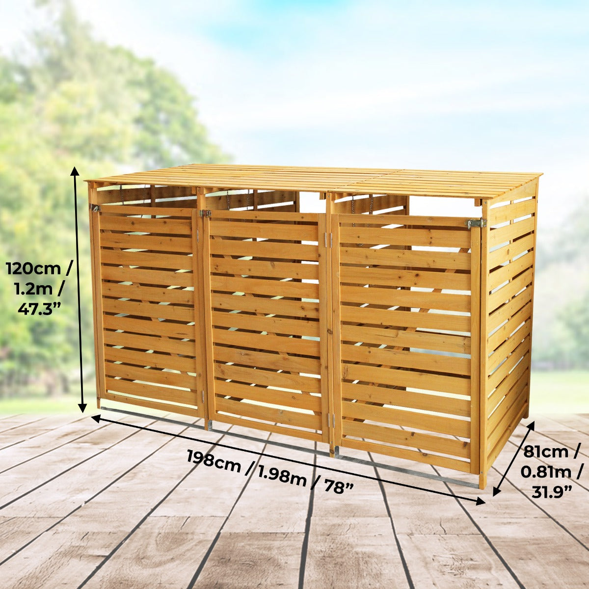 Triple Wheelie Bin Storage - Used - Good