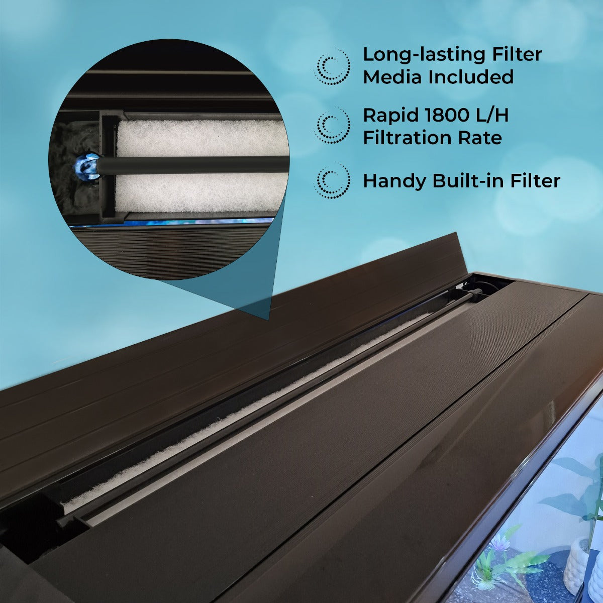 Aquarium Fish Tank & Cabinet with Complete Starter Kit - Black Tank & Blue Gravel - Like New