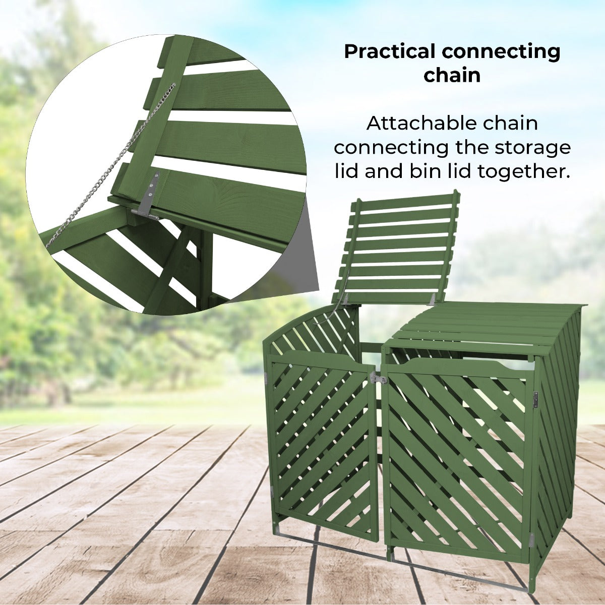Sage Green Double Wheelie Bin Storage - Used - Acceptable