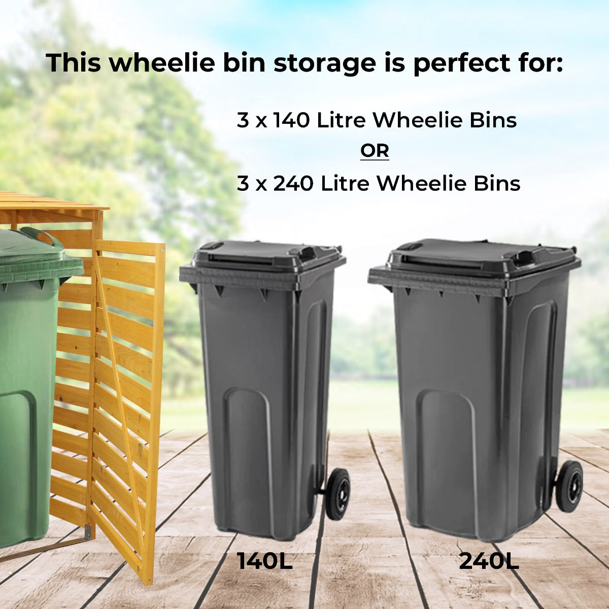 Triple Wheelie Bin Storage - Used - Good