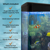 Aquarium Fish Tank & Cabinet with Complete Starter Kit - Black Tank & Blue Gravel - Used - Very Good