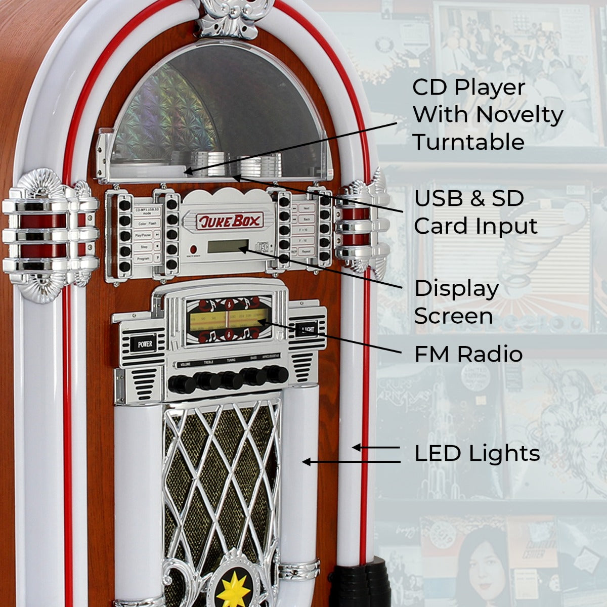 Retro Style Illuminated Jukebox Sound System - Used - Very Good