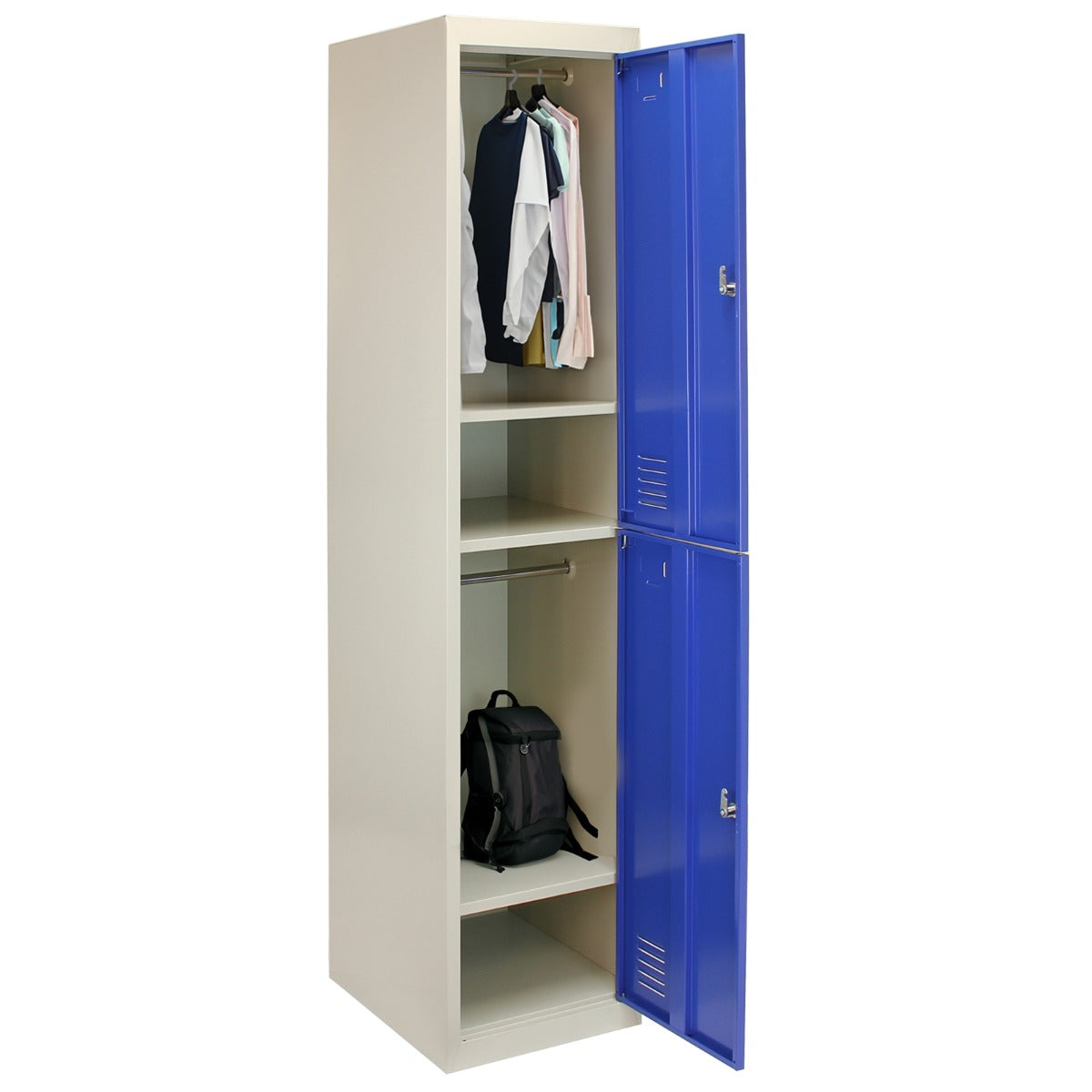 Metal Storage Lockers - Two Doors, Flatpacked, Blue - Used - Good