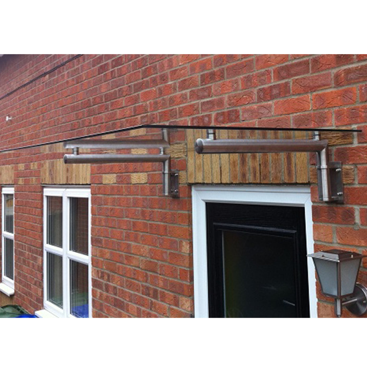 MonsterShop Glass Door Canopy & Brackets, 120cm W, 80cm D - Like New