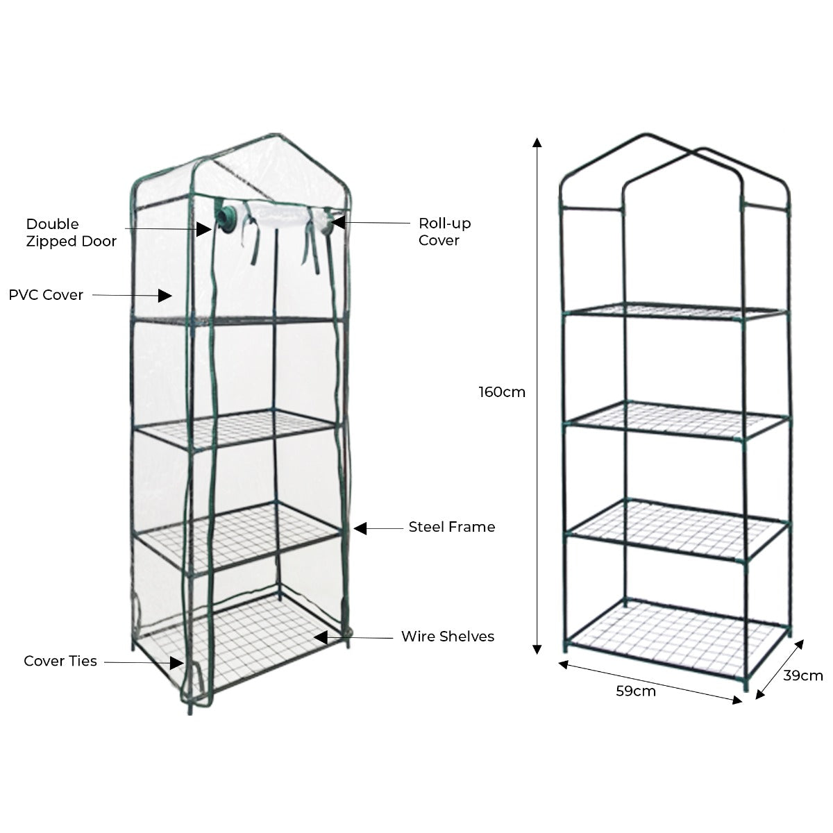 Mini Greenhouse 4 Tier with Plastic Cover - Like New