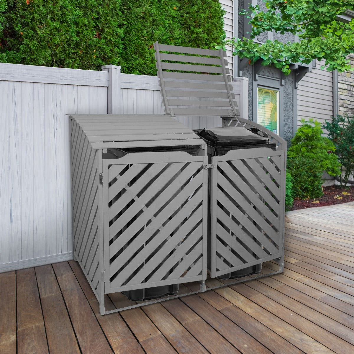 Grey Wash Double Wheelie Bin Storage - Used - Very Good
