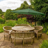 Green 3m LED Cantilever Parasol With Fan Base - Used - Very Good