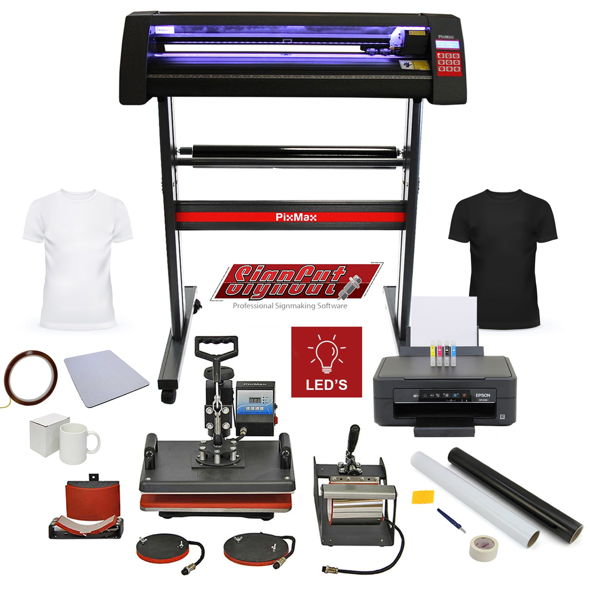 PixMax Da Vinci Bundle 5 in 1 Heat Press, LED Lit Vinyl Cutter, Printer, Accessories - Used - Acceptable