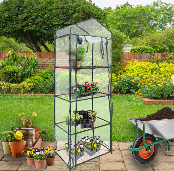 Mini Greenhouse 4 Tier with Plastic Cover - Used - Acceptable