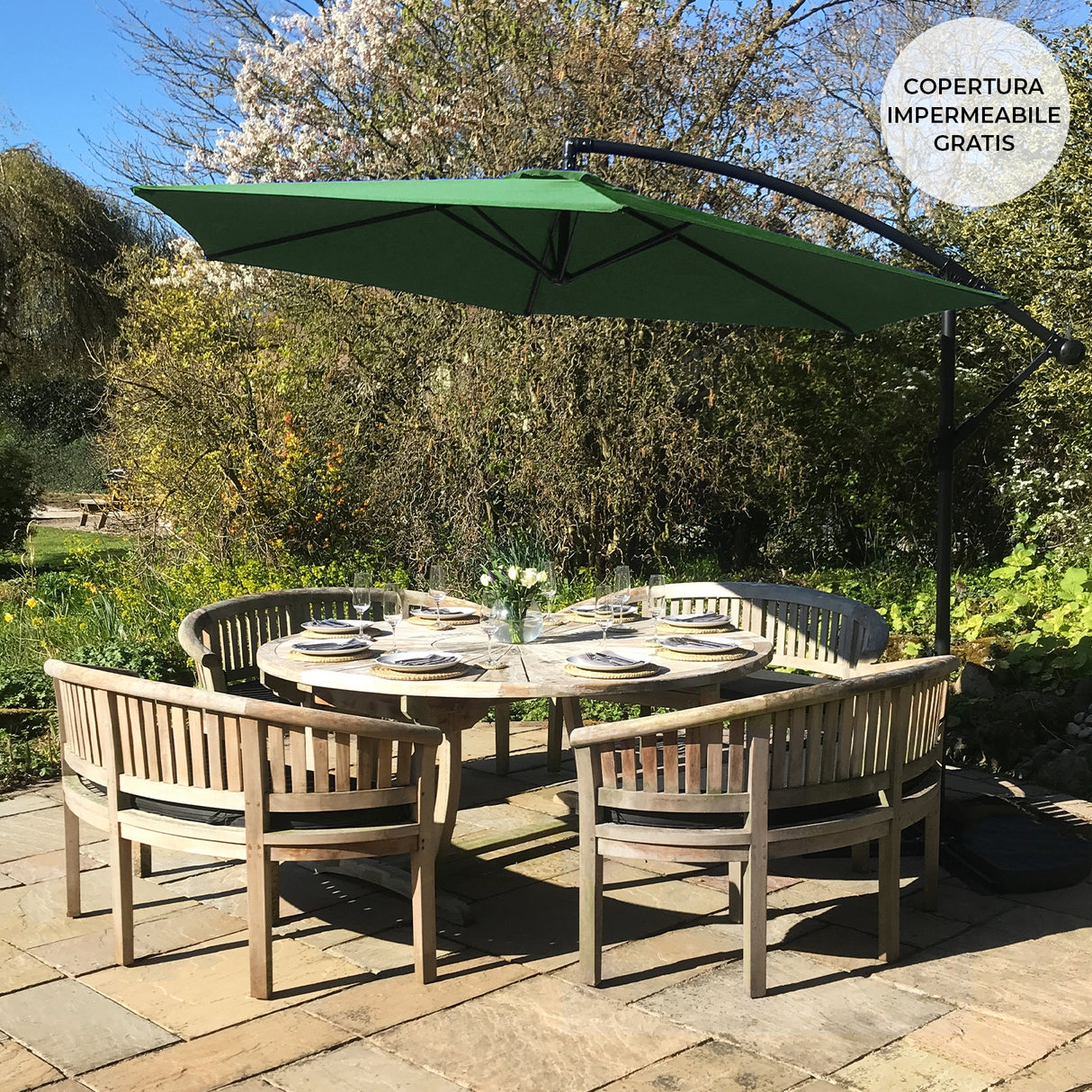 Green Cantilever Parasol - Used - Good