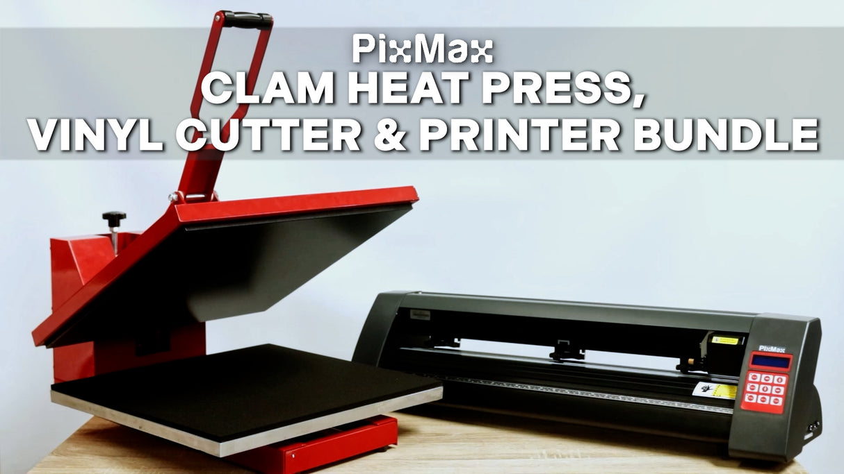 PixMax Heat Press Clam 50 x 50cm, Vinyl Cutter & Printer Bundle - Used - Acceptable