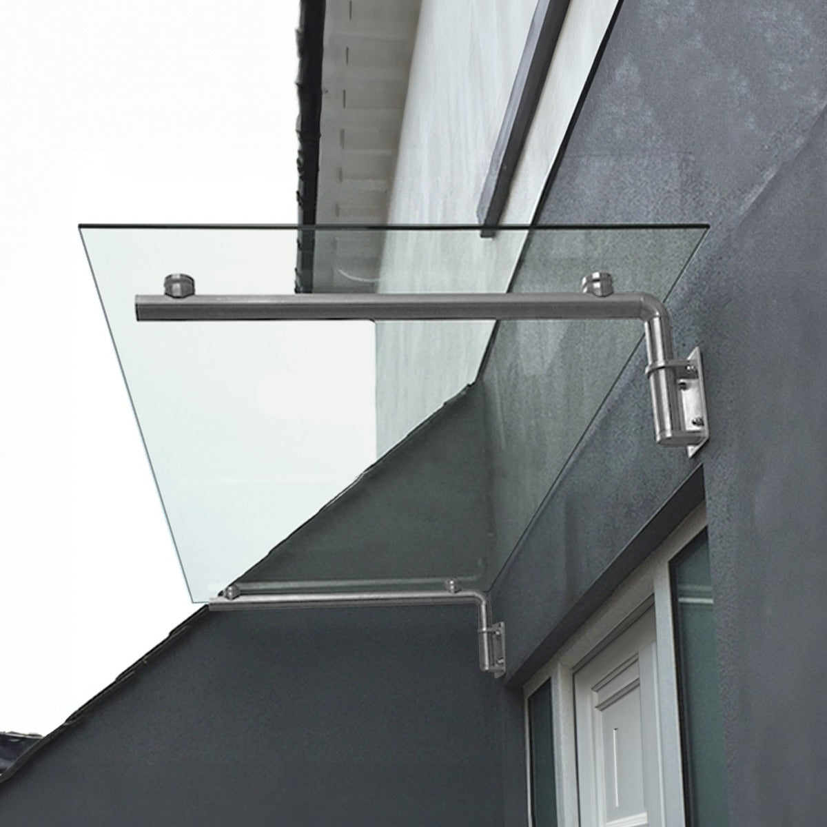 MonsterShop Glass Door Canopy & Brackets, 120cm W, 80cm D - Like New