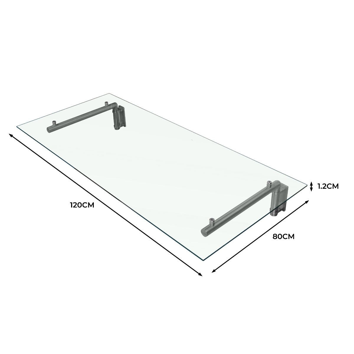 MonsterShop Glass Door Canopy & Brackets, 120cm W, 80cm D - Like New