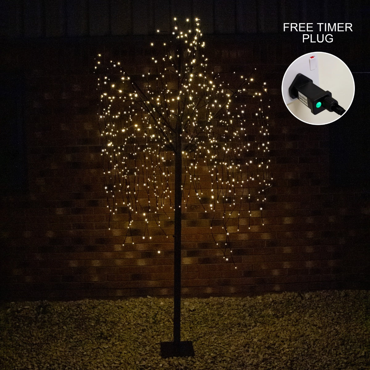 Weeping Willow Tree - Black - 240cm - Warm White - Like New